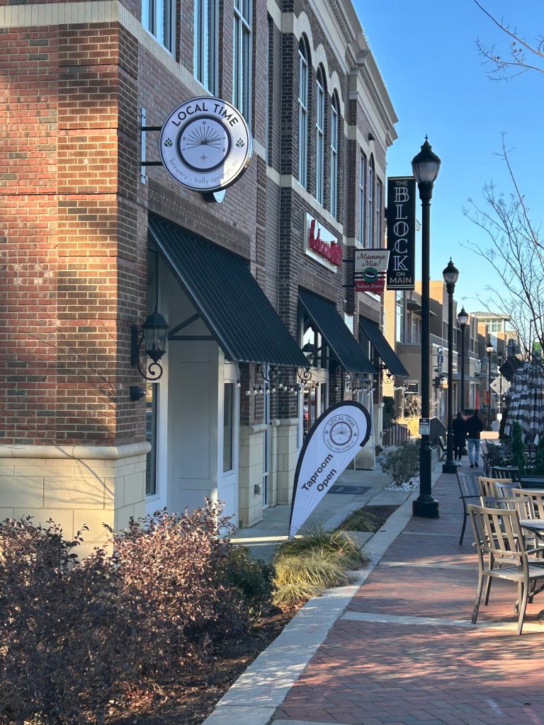 front view of Local Time Brewing with sign